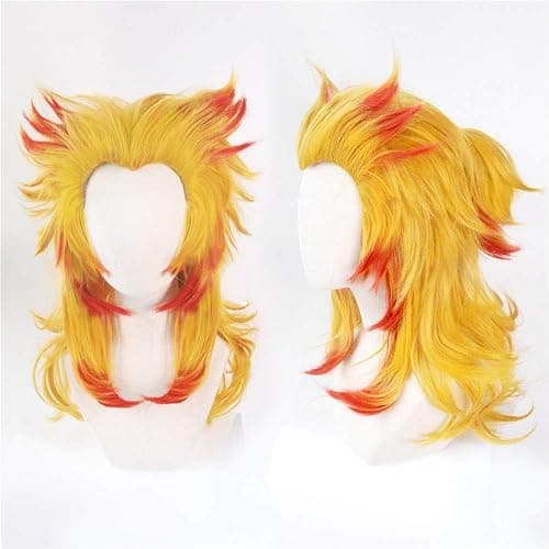 LanTing Demon Slayer: Kimetsu no Yaiba Rengoku Kyoujurou Gold Mix Red Styled Woman Cosplay Party Fashion Anime Human Costume Full wigs Synthetic Hair Heat Resistant Fiber - Image 1