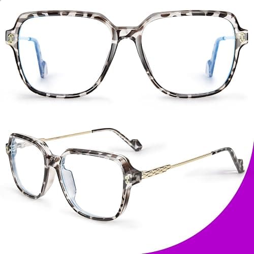 VISOONE Oversized Fashion 99% Blue Light Blocking Glasses for Women REMY | Flexible Metal Temples Extra Wide UV400 HD Clear Lenses Chunky Cute Chic Square Large frame thumbnail 3