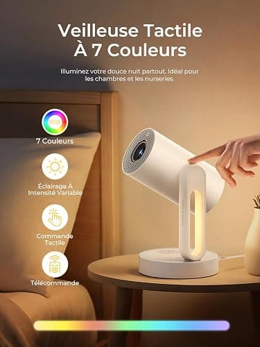 Projecteur Video 4K Supporté,Google TV, Auto Focus/Keystone WiFi Bluetooth FHD 1080P, Video Projecteur avec Rotatif 140°, Veilleuse Tactile ETOE Starfish Plus 300 ANSI Retroprojecteur ​Home Cinéma thumbnail 4