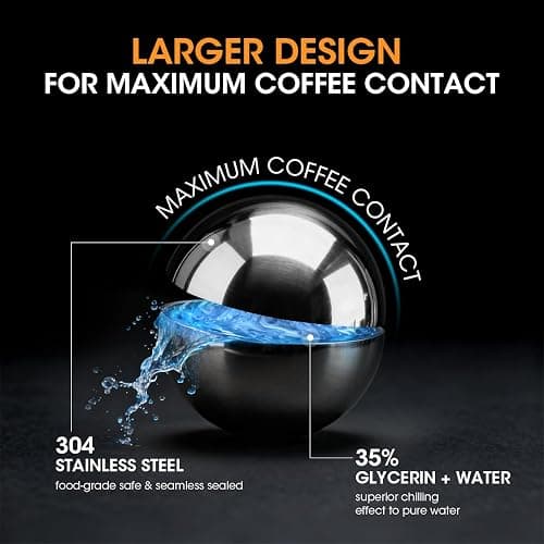 AIEVE 2 Pack Espresso Cooling Ball, Stainless Steel Frozen Ice Rock for Coffee, Espresso Accessories Extract Brew Chilling Tool Chiller Gift for Birthday, Valentine's Day, Christmas thumbnail 6