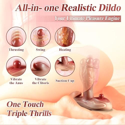 Sex Toys Sit and Ride Thrusting Dildo Vibrator- Suction Cup Vibrators with Heated 10 Thrusting & 7 Vibrating for G Spot Vagina Anal Stimulation,Romote Control Adult Sex Toy for Women Couples thumbnail 4