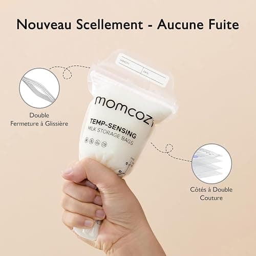 Momcozy Sachets de Congélation Lait Maternel 180mL - Lot de 120 Poches Stériles avec Double Fermeture Étanche | Conservation Hygiénique Allaitement et Stockage Réfrigéré thumbnail 3