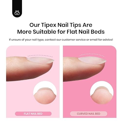Beetles Tipex Gel Nail Kit, Medium Almond Nail Tips 224 Pcs 16 Sizes Pre-Building Pre-Etched False Nail Tips with Tipex Nail Glue, Mini Nail Lamp Thick Acrylic Nail Set thumbnail 8
