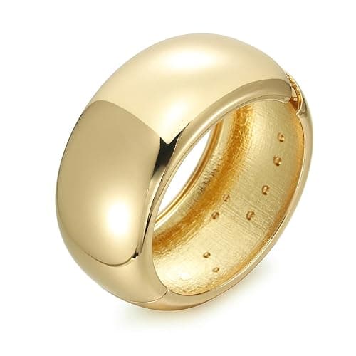 YMBYCM Chunky Gold-plated Bangle Bracelets for Women Trendy Wide Chunky Cuff Bracelets Hammered Irregular Wrist Cuff Wrap Bracelet - Image 1