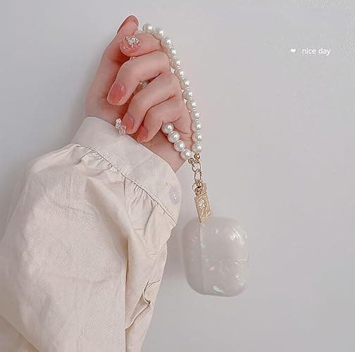 Olytop for Cute Glitter Airpods 2/1 Gen Case with Cleaner Pen,Shell Pattern Airpods 2nd/1st Generation Cover Protective Skin Girl Women with Luxury Pearl Keychain for Apple iPod 2nd/1st Gen - Colorful thumbnail 4