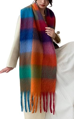 Wander Agio Winter Women Warm Scarf Long Shawl Large Scarves Cold Weather Thick Blanket Scarfs Colorful Plaid thumbnail 3