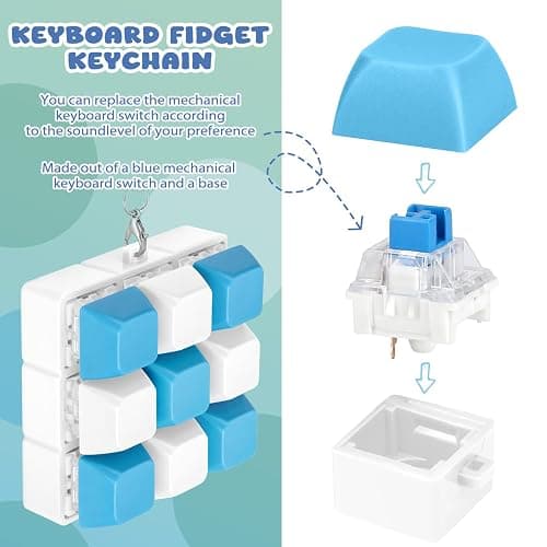 Axlksia Keyboard Fidget Toy, Fidget Clicker Keyboard Fidget Keychain, Button Fidget Gifts for Adults to Relieve Stress and Pass Time (9-in-1 C) thumbnail 5