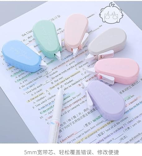 Correction Tapes, 6 Pack Macaron Color Correction Tape, 0.2 x 197 inch, Instant Corrections, Easy to Use Applicator, White Out Correction Tape for School, Office, Crafting thumbnail 3