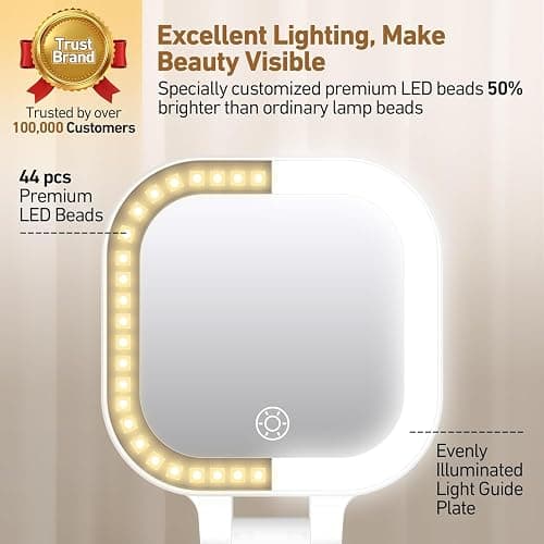 GOMIPURU Compact Mirror, Travel Mirrors with Light, 1x/30x Magnifying Mirror with 3 Color Lights and Adjustable Brightness, 4.5x3.9 inch Small Compact Hangable Hand Pocket Mirrors, Comes with Tweezer thumbnail 6