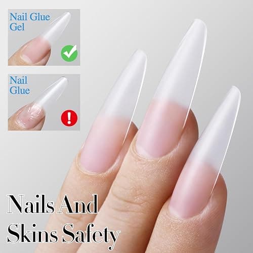 Double Rhythm 2 Pcs 0.5Oz Nail Glue Gel Set for False Acrylic Nail Tips and Press on Nails Gel Nail Polish Kit Nail Art Salon DIY Lamp Needed (Glue Clear) thumbnail 4