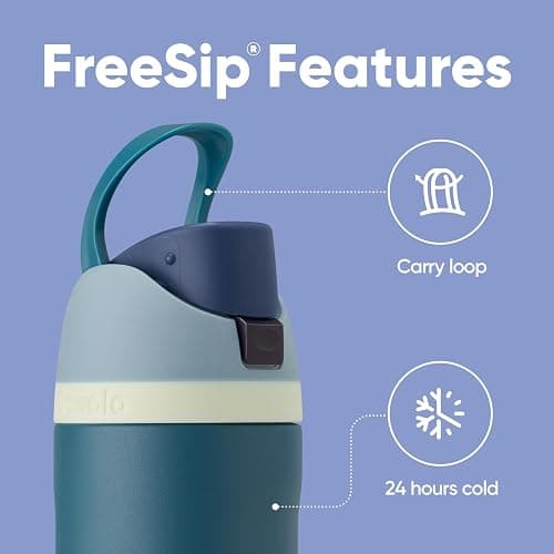 Owala FreeSip Insulated Stainless Steel Water Bottle with Straw for Sports and Travel, Leak Proof, BPA-Free, 710ml, Denim thumbnail 4