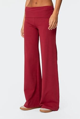 Qmlyev Wide Leg Sweatpants for Women Fold Over Low Rise Flare Yoga Lounge Pants Back to School Clothes for Teen Girls thumbnail 3