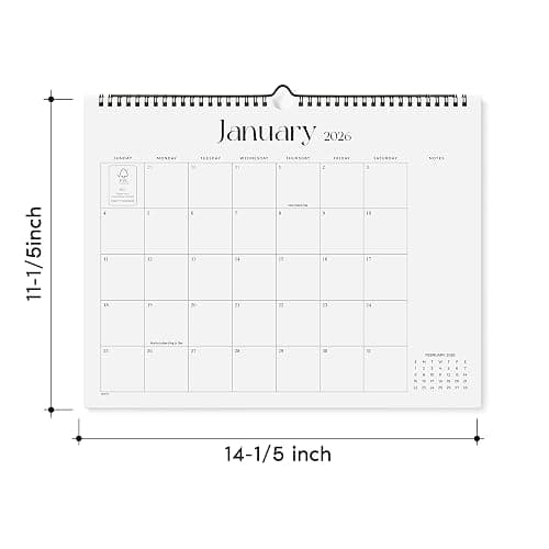 2026 Calendar for Wall, Cabbrix Wall Calendar 2026, 18 Months Calendar January 2026 to June 2027, 14.2" x 11.2" Monthly Calendar for Home Office School, Simplified thumbnail 6