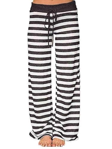 iChunhua Women's Comfy Stretch Floral Print Drawstring Palazzo Wide Leg Lounge Pant - Image 1