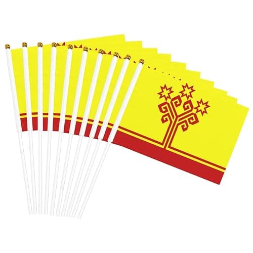 Chuvashia Flag Small Hand Held Flags, Mini Flags On Stick For Party Team Activities Parades Holiday Decoration 10 Pack thumbnail 4