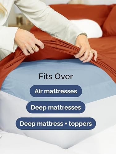 Extra Deep Pocket Queen Sheet Set - 4 Piece Breathable & Cooling Bed Sheets - Hotel Luxury Sheet Set - Soft, Wrinkle Free & Comfy - Easily Fits Extra Deep Mattresses - Deep Pocket Terracotta Sheets | Hotel Luxury, Breathable, Cooling, Soft, Comfy, Wrinkle Free, Easily Fits Extra Deep Mattresses, Bed Sheets thumbnail 6