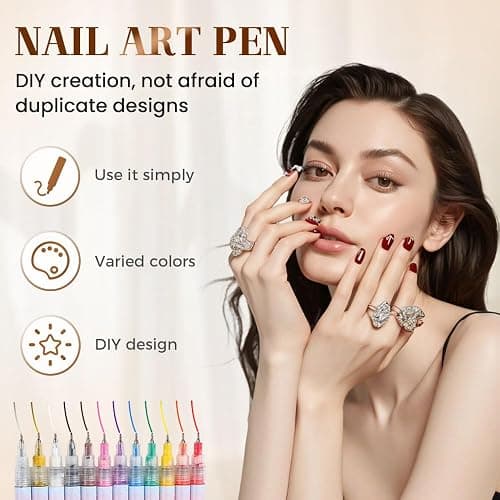 Fiopet 12 Colors Nail Art Pens Set, 2026 New Nail Art Markers Doodle Pen for Kids Adults, Nail Polish Pens Quick Dry Nail Art Tools for Polishing Dotting Painting Liner DIY (1Set) thumbnail 3