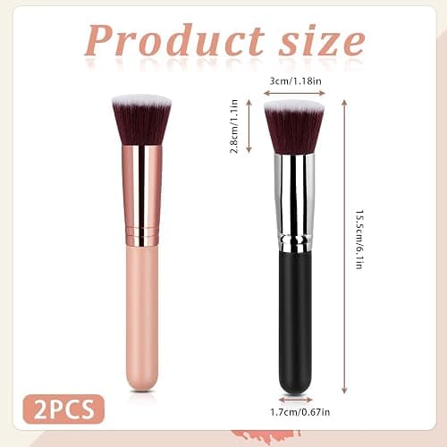 2 Stück Make Up Pinsel, Foundation Pinsel, Professioneller Makeup Pinsel für Foundation & Concealer, Dichten Synthetischen Borsten, Pinsel Makeup für Flüssige, Cremige oder Pudrige Make-Up thumbnail 2