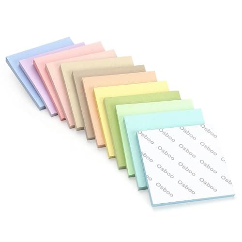 Osboo Sticky Notes 3x3 Inch, 12 Pack, 12 Pastel Multi Colors Note Pads, 50 Sheets/Pad, Perfect for Office, School, and Home Organization thumbnail 8
