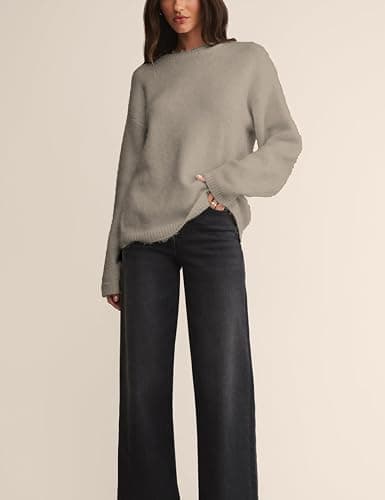 Antnation Womens Soft Fuzzy Knit Sweater Oversized Cozy Pullover Jumper Long Sleeve Casual Crewneck Sweater thumbnail 5