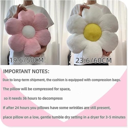 Vdoioe Purple Flower Pillow, Daisy Shaped Throw Pillow 15.7In, Cute Flower Seating Cushion for Sofa, Couch, Bed thumbnail 5