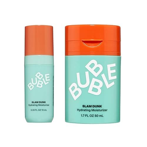 Bubble Skincare Slam Dunk Bundle - Hydrating Face Cream for Dry Skin Made with Vitamin E + Aloe Vera Juice for a Glowing Complexion - Skin Care with Blue Light Protection (50ml + 10ml, 2 Count) - Regular & Mini