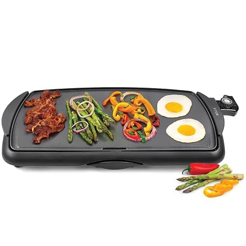 bella Electric Non-Stick Griddle, Make 10 Eggs At Once, Healthy-Eco Non-stick Coating, Hassle-Free Clean Up, Large Submersible Cooking Surface, 10.5" x 20", Black - Image 1