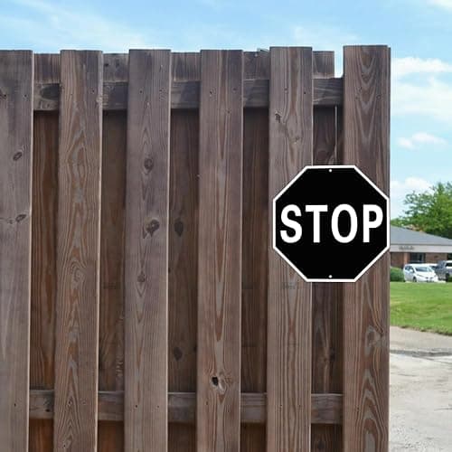 Black Stop Sign, 12 x 12 Inch Aluminum Metal Wall Decor Sign | UV Printed Aluminum Stop Sign with Pre-Drilled Holes for Garage, Bar, Home, Office and Indoor Outdoor Wall Decor thumbnail 6