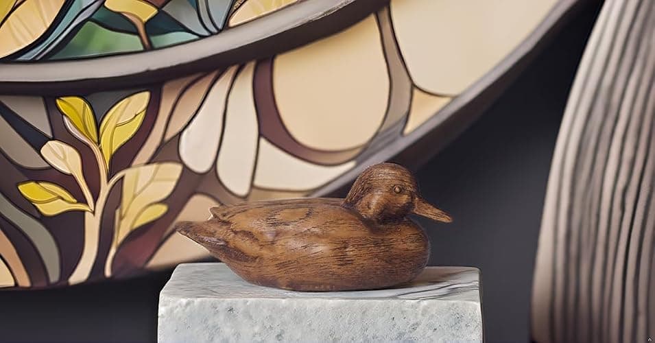 Hymmah Wooden Texture Duck Home Decor Statue Rustic Home Decorations for Living Room, Boho Sculpture Resin Animal Collectible Figurines for Indoor Decor thumbnail 7