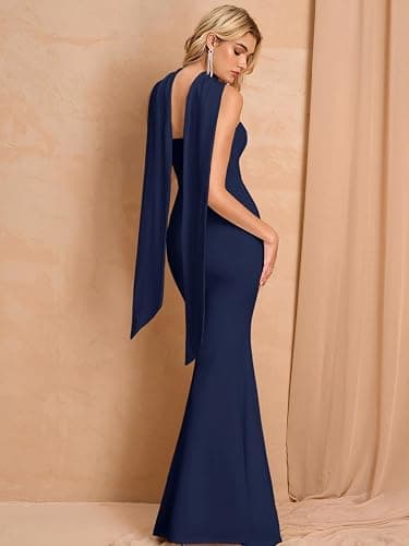 Women's Summer Bodycon Tube Wedding Guest Maxi Dresses for Bride with Scarf | 2026 Auraxe White Long Formal Strapless Bridemaid Dress Elegant Summer Spring Bridal Shower Engagement Party Wedding Dress thumbnail 2