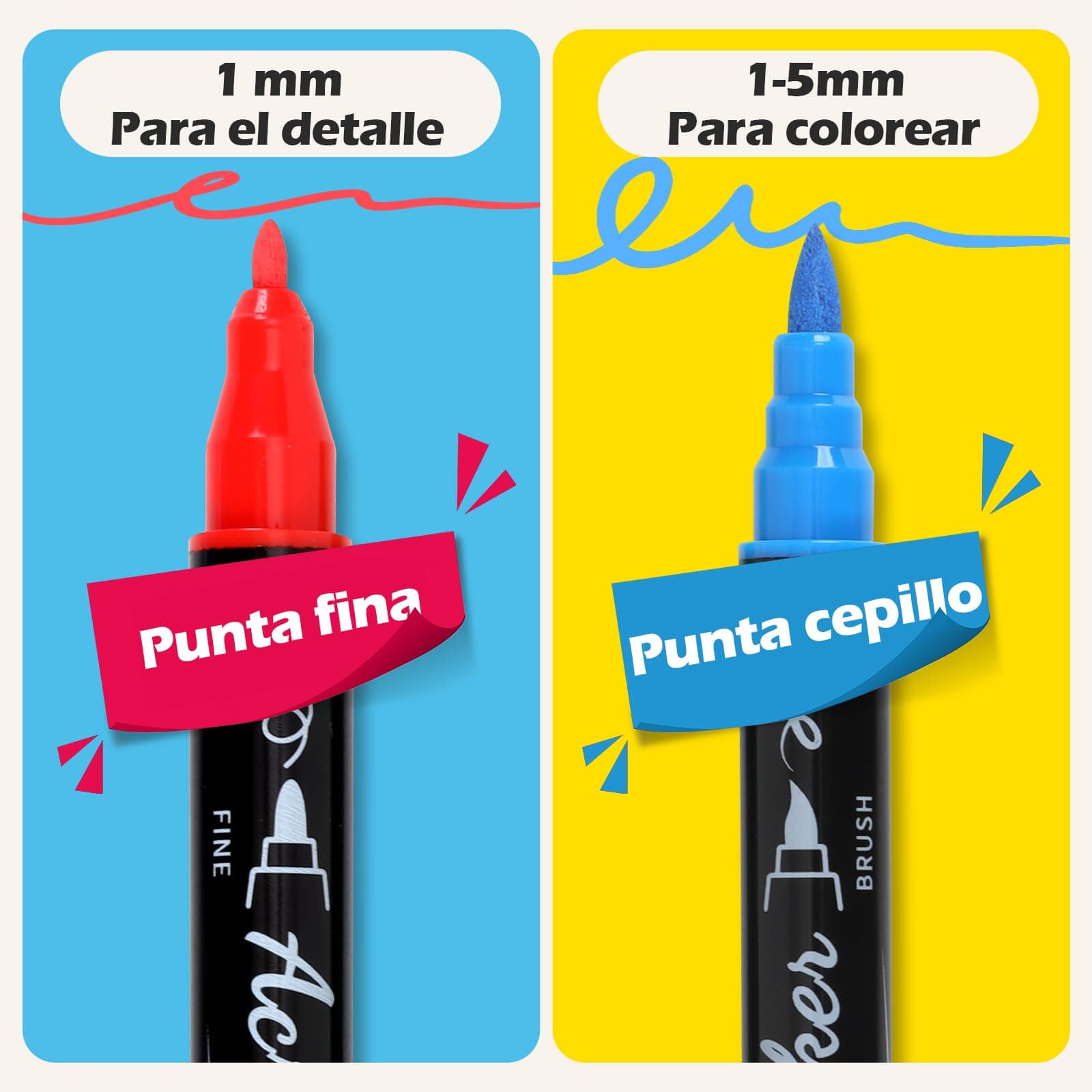 72 Colores Plumone Acrílicos Doble Punta Con Caja, POVOLE Marcadores Arte Punta Fino & Cepillo, Resistente al Agua, No Se Desvanece, Rotuladore Colorear Madera Piedra Vidrio Plástico Metal Caucho thumbnail 4