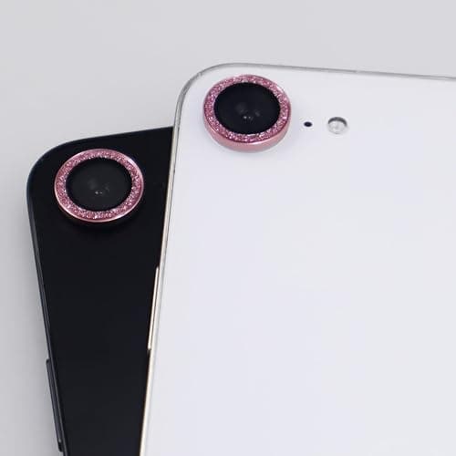 BONVAN for iPhone 15/15 Plus Camera Lens Protector Bling Glitter Metal Crystal Tempered Glass Screen Accessories Sparkly Lens Cover, also Compatible with iPhone 16e (2PCS) (Pink) thumbnail 6