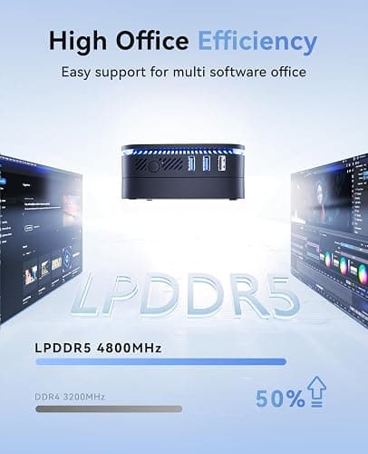 KAMRUI N100 Mini PC, Desktop Computer with 12GB LPDDR5 4800MHz RAM 256GB M.2 SSD, 4K Micro PC with Ethernet, 2 HDMI, 4 USB-A, Small PC Support WiFi/BT for Office, Home, Business thumbnail 2