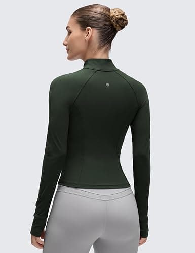 CRZ YOGA Butterluxe Waist Length Jackets for Women - Full Zip Athletic Track Tops with Thumb Holes Pockets thumbnail 2