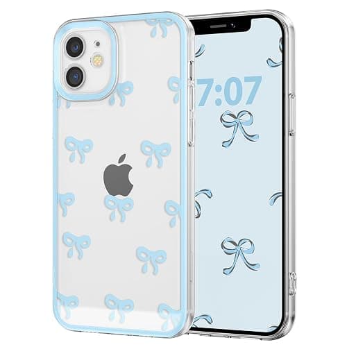EYZUTAK Case for iPhone 11, Clear Cute Ribbon Bowknot Pattern Aesthetic Transparent Phone Case Raised Camera Protection Stylish Slim Soft Durable TPU Protective Cover for Women Girls - Blue thumbnail 9