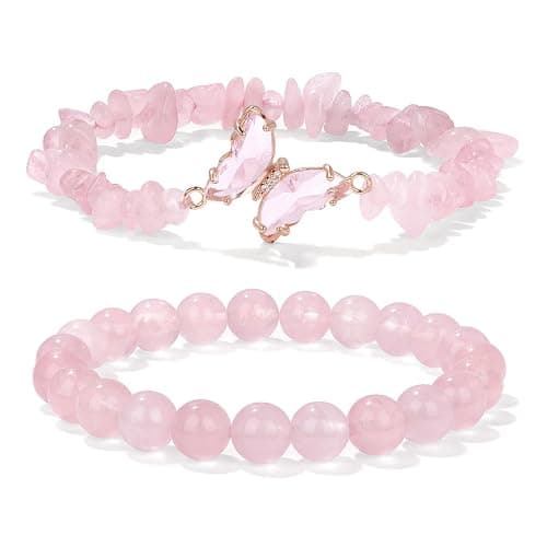 GolbalJew Amethyst Bracelet For Women Anxiety Amethyst Beaded Bracelets Butterfly Charms Healing Stone Layered Bracelet Gifts For Women - Image 1