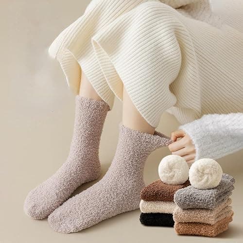 Kelabia Women Fuzzy Socks Warm Fluffy Socks Japanese Thick Slipper Socks Aesthetic Fleece Long Socks thumbnail 4
