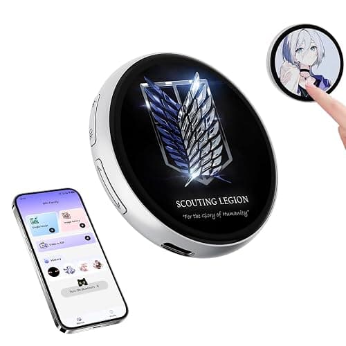 Digital displayed Pixel Badge pin, IPS Screen Badge Magnetic Cute pin,Cyberpunk Anime Toy Badge Button with Videos/Photos Display via Bluetooth, Cosplay Concert Gift for Anime/Football Fans - Image 1