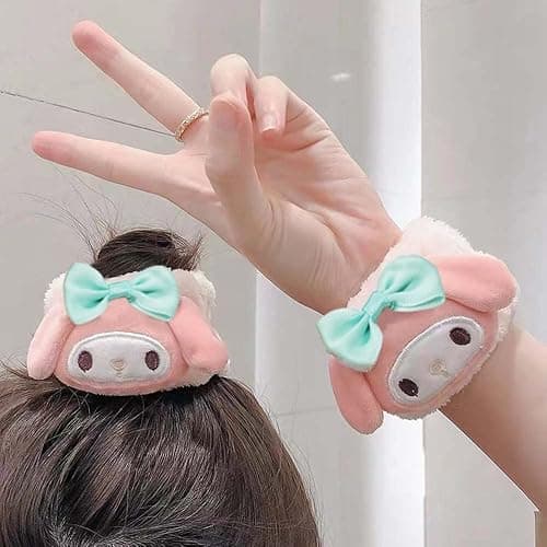 Kawaii Spa Headband and Wristband Set for Face Washing, Cute Soft Skincare Headbands for Women Girls, Fluffy Makeup Headband for Washing Face, Bath, Shower, Beauty thumbnail 5
