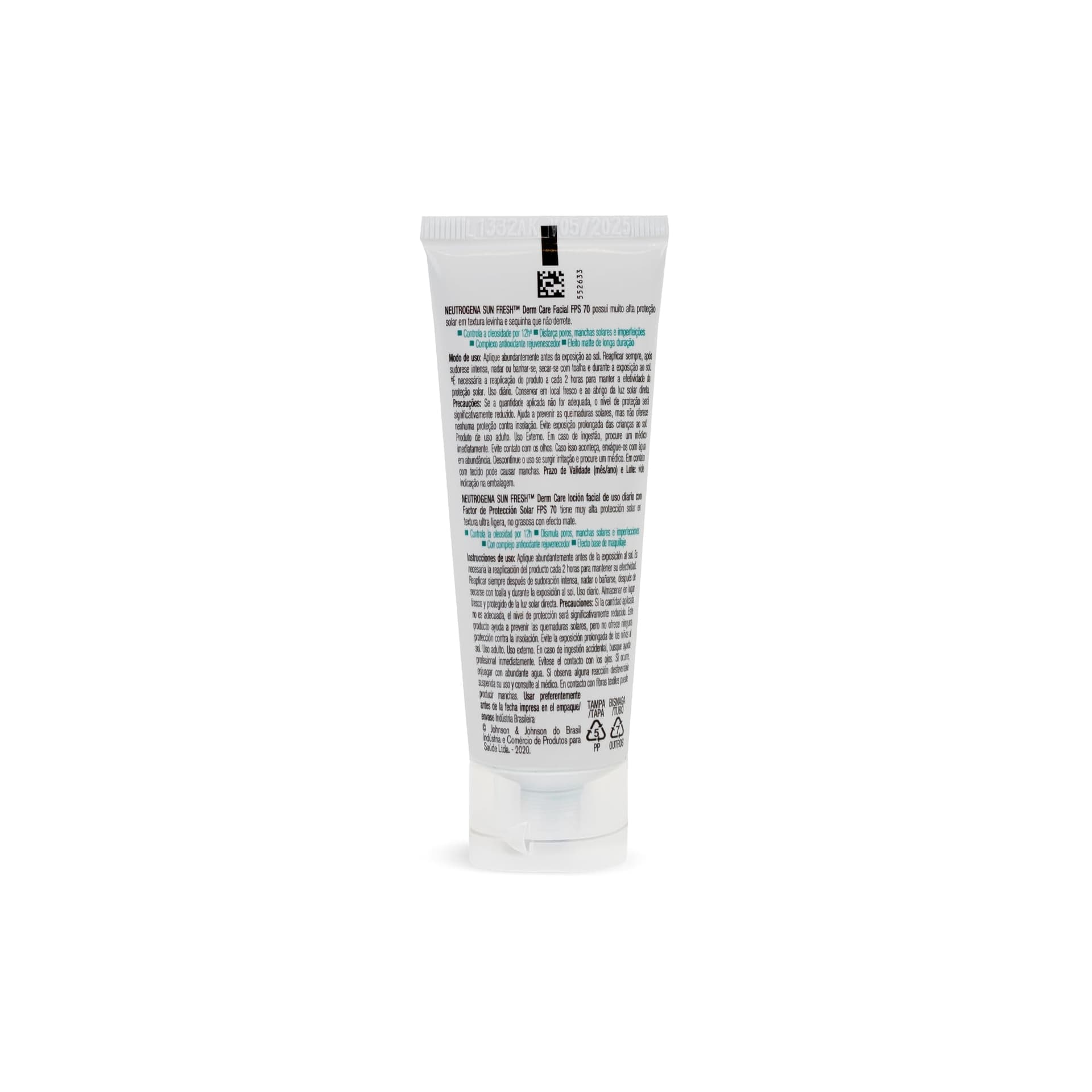 Neutrogena Sun Fresh Protetor Solar Facial Para Pele Oleosa Derm Care Sem Cor FPS 70, 40g - Sem Cor - Fps 70 thumbnail 3