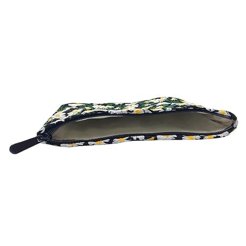 GUTGNK Corduroy Ladies Cosmetic Bag, Large Capacity Canvas Cosmetic Bag Travel Toiletry Bag Accessories Organizer, Black Chrysanthemum - black chrysanthemum thumbnail 5