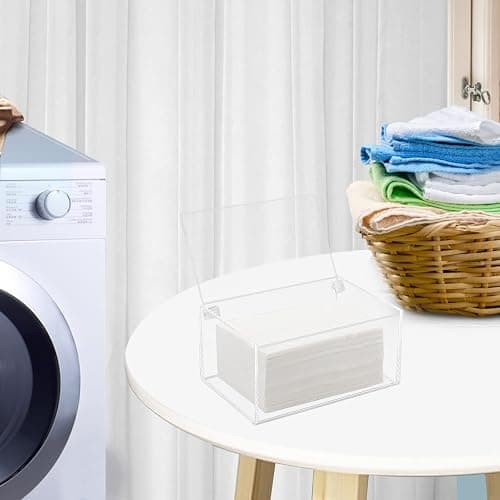 Watpot Acrylic Laundry Dryer Sheet Holder, Clear Dryer Sheets Container with Lid for Laundry Room, Clear thumbnail 2