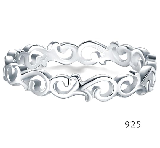 BORUO 925 Sterling Silver Ring Celtic Knot Heart High Polish Tarnish Resistant Eternity Wedding Band Stackable Ring thumbnail 2