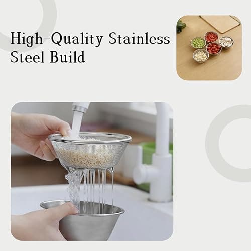 304 Stainless Steel Rice Washer & Small Colander: 5.5-Inch Fruit Washing Bowl with Strainer, Multifunctional Rice Strainer (700ML) thumbnail 4