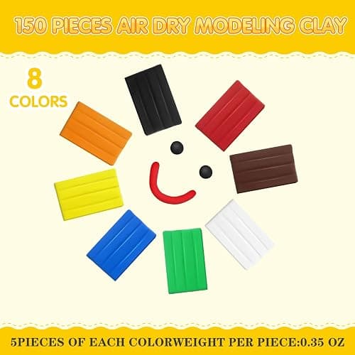 Air Dry Clay Bulk, Modeling Clay for Kids, 150 Pcs, Multicolored | Lightweight Foam Modeling Clays,DIY Molding Clays for Kids Adults = Gifts Supplies,DIY Crafts School Projects, Easy to Shape thumbnail 3
