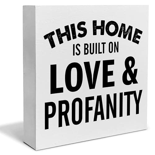 This Home is Built on Love Decorative Wooden Box Sign Home Family Wood Block Plaque Decor Modern Shelf or Wall Display for Living Room Bedroom - Image 1