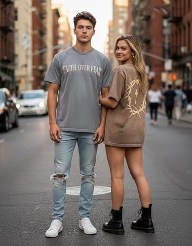 2 Packs Christian T Shirts for Men Oversized Tee Graphic Apparel Acid Washed Baggy Gym Top thumbnail 3
