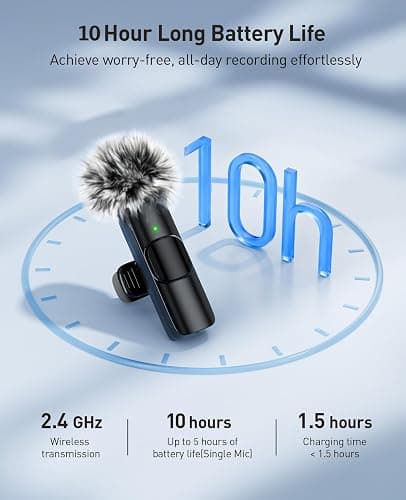 MENERESAS 3-in-1 Mini Microphone for iPhone: Wireless Lavalier Microphones for iOS/Android Devices/Camera - Noise Reduction Lapel Mic - Clip on Mic for Video Recording Vlog/YouTube/Interview - deep black thumbnail 8