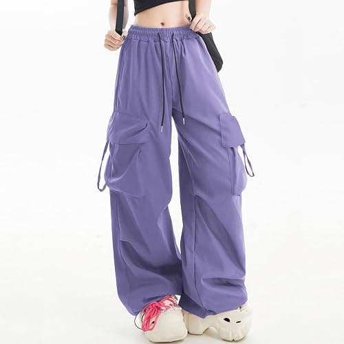 Skateboard Frog Women Y2K Baggy Streetwear Hip Hop Parachute Pants Lightweight Wide Leg Drawstring Cargo Pants Dance thumbnail 2