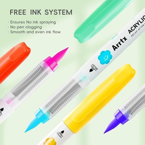 Arrtx 36 Colors Acrylic Paint Pens for Rock Painting, Brush Tip Acrylic Pen, Acrylic Markers, Waterproof Paint Marker, Art Supplies for Stone, Glass, Egg, Wood, DIY Crafts thumbnail 5
